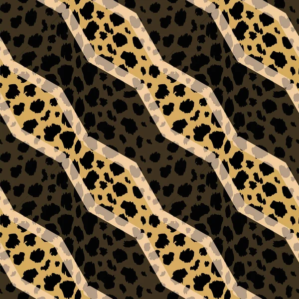 Vektor nahtloser Leopardenprint und schwarze Textur. Tierhautmuster. Flecken wilder Tiere handgemaltes Aquarell-Ornament. Brauntöne. — Stockvektor