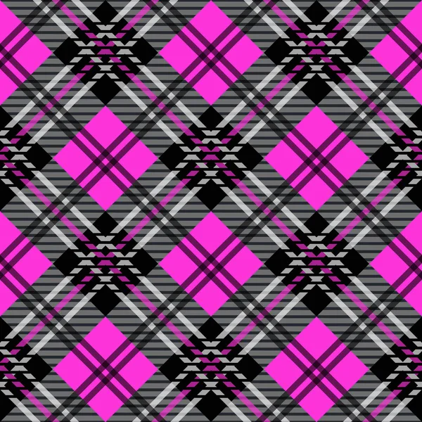 Xadrez de tartan rosa e preto texturizado. Padrão vetorial sem costura — Vetor de Stock