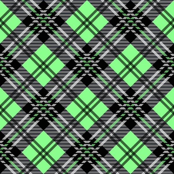 Green tartan fabric texture diagonal little pattern seamless vector illustration — Stock vektor