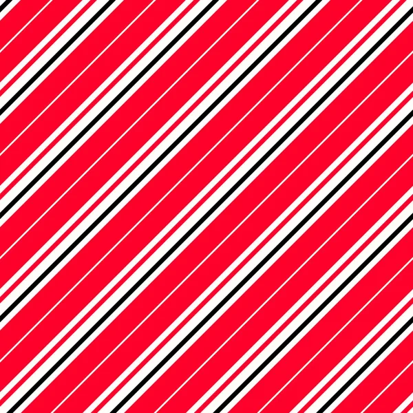 Motif diagonal rayé rouge, noir et blanc. Avertissement pour les éléments dangereux. Motif vectoriel sans couture répété. Intervalles égaux entre les bandes . — Image vectorielle