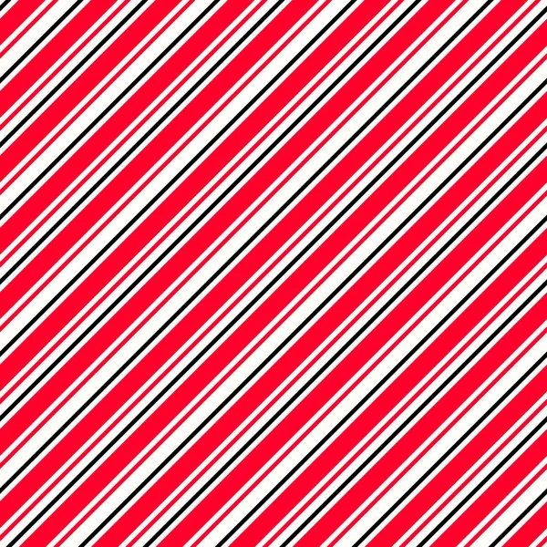 줄무늬 빨간색, 검은 색과 흰색 대각선 패턴입니다. 위험 요소에 대한 경고 배경입니다. 원활한 벡터 패턴을 반복합니다. 밴드 사이의 동일한 간격. — 스톡 벡터