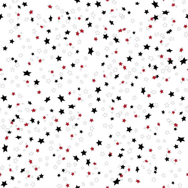 Repeated red and black stars cute seamless pattern for kids. Red, black colors. Vector illustration. — Stock Vector