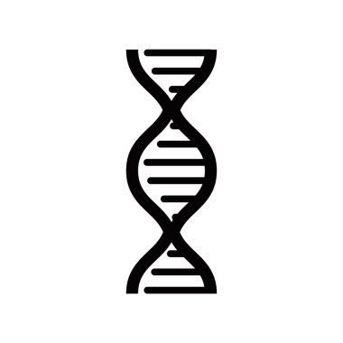 DNA ikon vektörü. Modern basit düz yaşam evrim işareti izole. İş, internet kavramı. Web sitesi tasarımı için son moda vektör biyoloji gen sembolü, web. Logo kromozomu çizimi.
