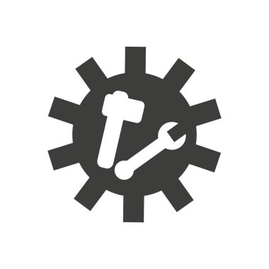 Beyaz arka plan EPS 10 'da çekiç ve anahtar.