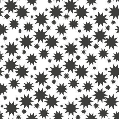 Nükleer patlama deseni herhangi bir tasarım için siyah renkte tekrar ediyor. Vektör geometrik illüstrasyon