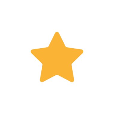 Sarı yıldız ikon vektörü. Klasik rütbe izole edildi. Moda, düz favori tasarım. Yıldız web sitesi fotoğrafı, mobil uygulama. Logo illüstrasyonu.