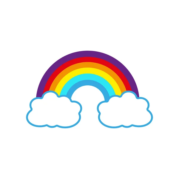 Arc-en-ciel couleur avec nuages, avec maille dégradée, illustration vectorielle Vecteur En Vente