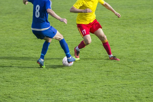 Piłka Nożna Piłka Nożna Gra Pojedynek Wiertarka Dribblin — Zdjęcie stockowe