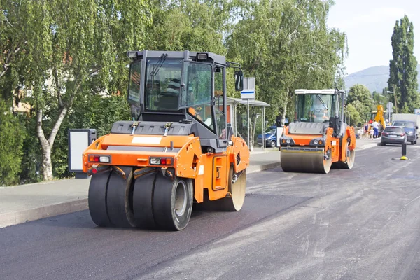 Rodillo Equipo Construcción Asiento Reparación Carreteras — Foto de Stock