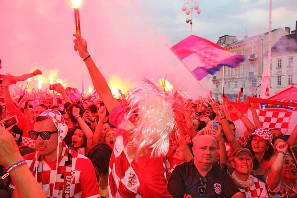Zagreb Croatie Juillet Les Fans Football Croates Sur Place Ban — Photo