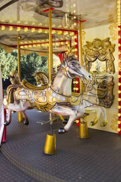 Old Fashioned French Carousel Horses — Stock Photo, Image