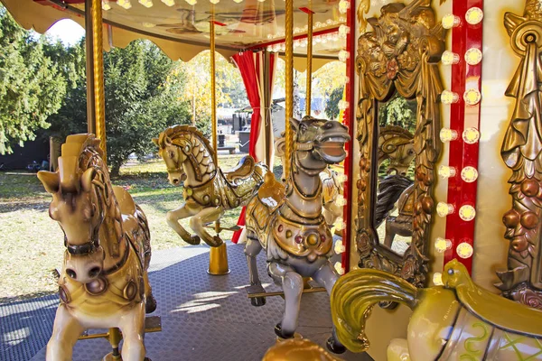 Old Fashioned French Carousel Horses — Stock Photo, Image