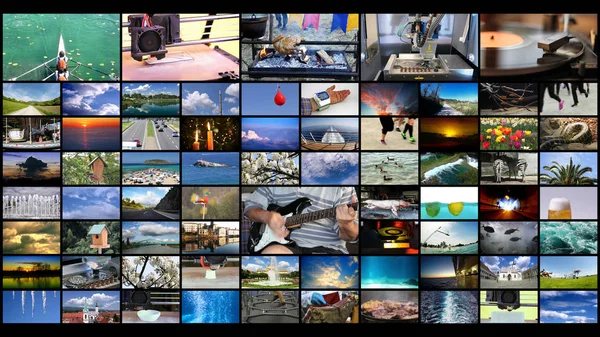 Große Multimedia Videowand Mit Einer Vielzahl Von Bildern — Stockfoto