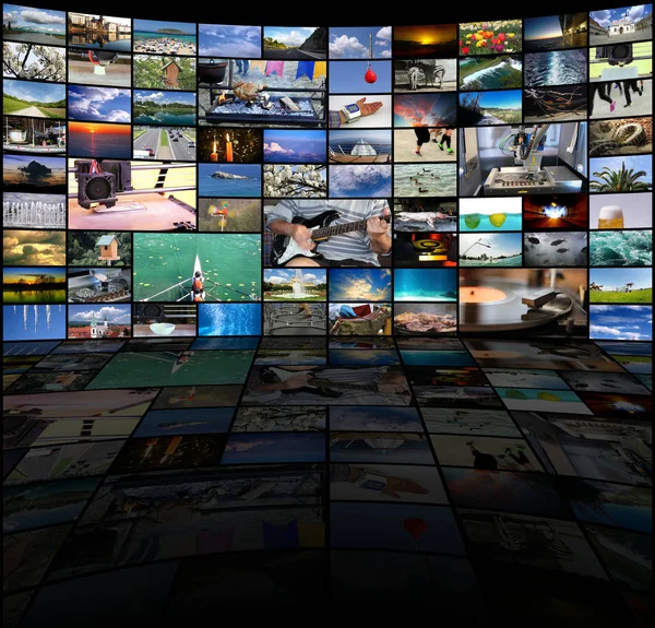 Big Multimedia Video Wall Variety Images — Stock Photo, Image