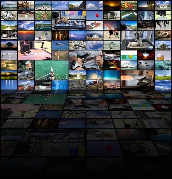 Big Multimedia Video Wall Variety Images — Stock Photo, Image