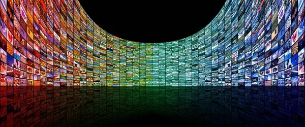Duży Multimedia Wideo Obrazu Wideo Ścianie Telewizor Panoramiczny — Zdjęcie stockowe