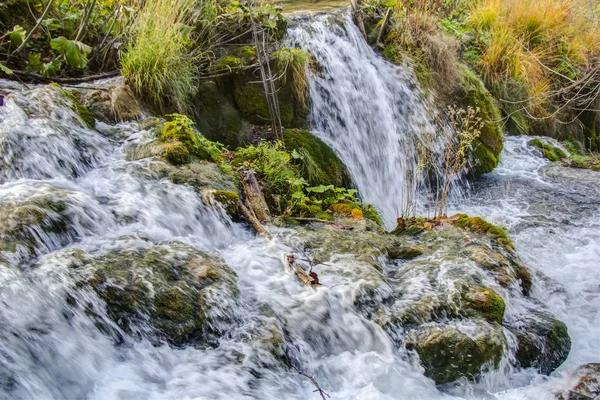Waterval Stream Stromen Plitvicemeren Kroatië — Stockfoto