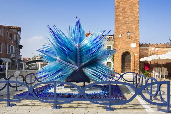 Murano Island Venice Italy September Blue Sculpture Made Murano Glass — Stock Photo, Image