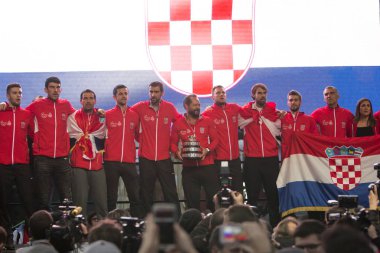Hoş geldiniz ev kutlama üzerinde Hırvat tenis takımı 
