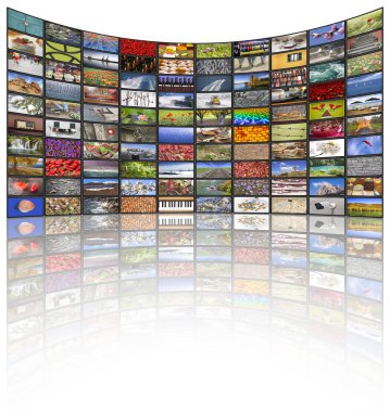 Big multimedia video and image wall clipart