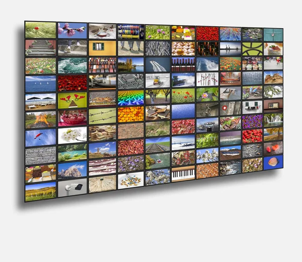 Big Multimedia Video Image Walls — Stock Photo, Image