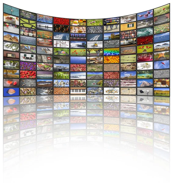 Big Multimedia Video Image Wall — Stock Photo, Image