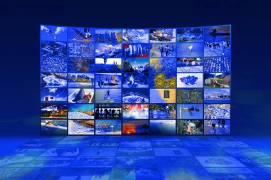 Büyük multimedya video duvar geniş ekran Web akış ortamı T