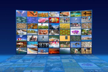 Büyük multimedya video duvar geniş ekran Web akış ortamı T
