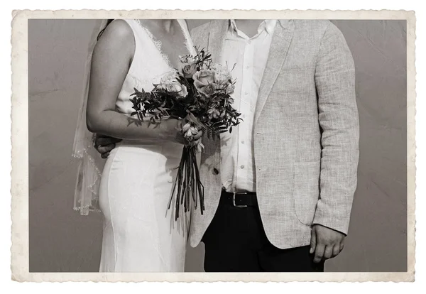 Old Vintage Monochrome Photo Newlywed — Stock Photo, Image