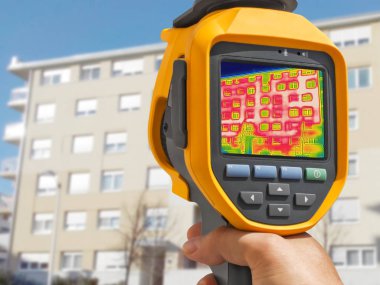 Detecting Heat Loss Outside building Using Thermal Camera clipart