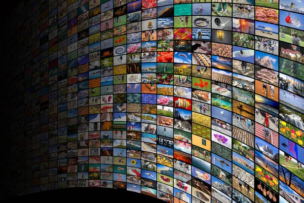 Giant Multimedia Widescreen Video Image Walls — Stock Photo, Image