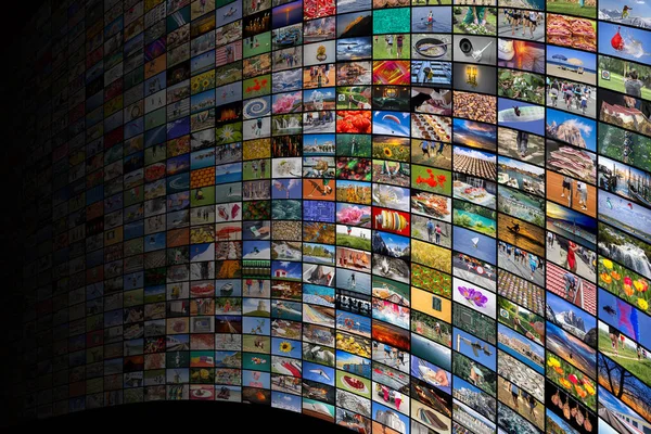 Riesige Multimediale Widescreen Video Und Bildwände — Stockfoto