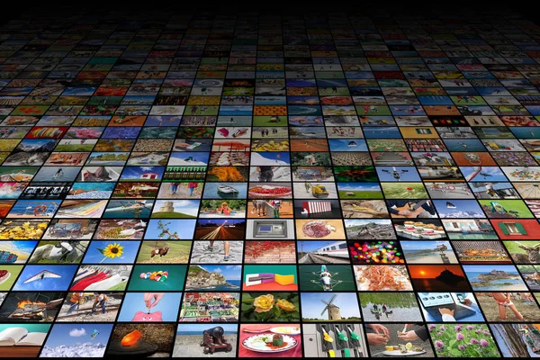 Gigante Multimídia Widescreen Vídeo Imagens Paredes — Fotografia de Stock