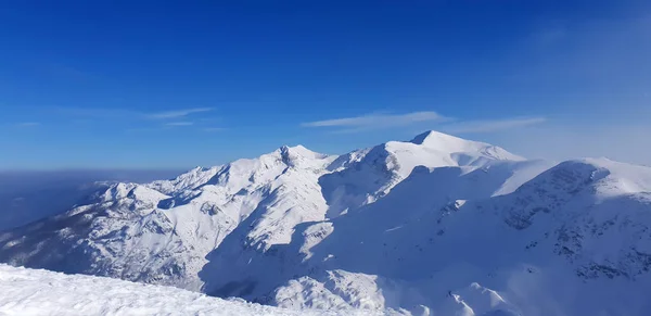 Panoramisch Uitzicht Besneeuwde Bergen Skigebied Vogel Slovenië — Stockfoto