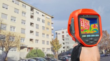 Detecting Heat Loss Outside building Using Thermal Camera clipart