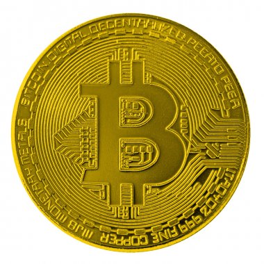 Dijital para birimi Bitcoin beyaz bir arka plan üzerinde izole