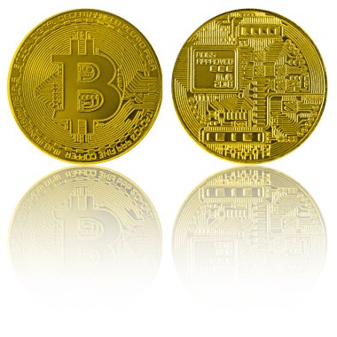 Dijital para birimi Bitcoin beyaz bir arka plan üzerinde izole