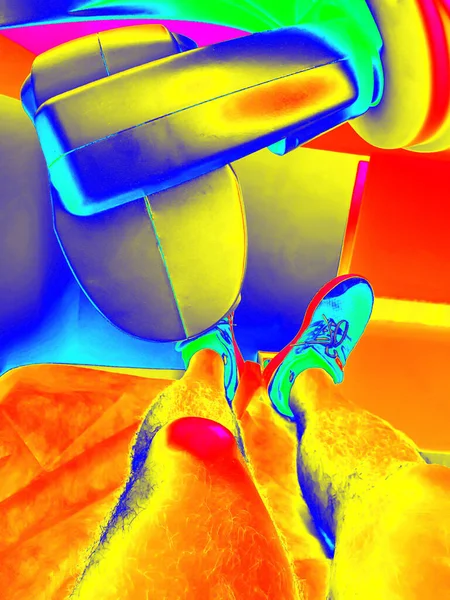Termiczny Obraz Fizykoterapii Pomocą Lasera Leczeniu Kontuzji Kolana — Zdjęcie stockowe