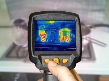 Recording whit Thermal camera, cooking on a gas stove clipart
