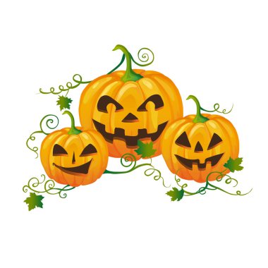 Cadılar Bayramı için kabak renkli vektör illüstrasyon beyaz izole