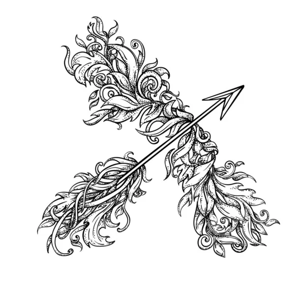 Stilvolle Vektorillustration Einer Abstrakten Blumenschleife Bild Für Tätowierung Oder Druck — Stockvektor