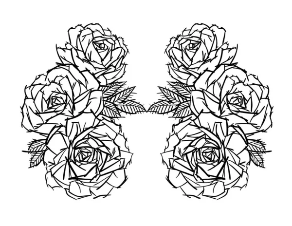 Illustration Vectorielle Élégante Roses Dessin Réalisé Pour Tatouage Impression Sur — Image vectorielle