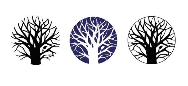 Illustration Vectorielle Colorée Des Modèles Logo Arbre — Image vectorielle