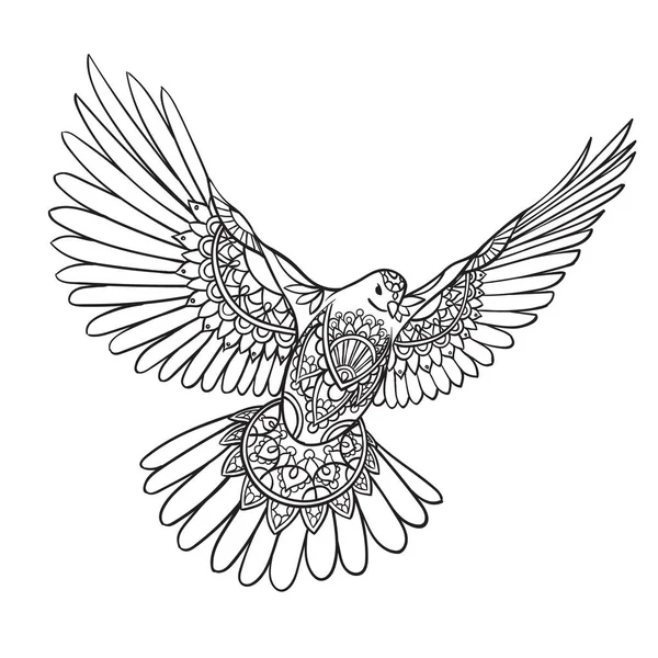 Elegante Illustrazione Vettoriale Uccello Ornamento Astratto Disegno Realizzato Tatuaggio Stampa Vettoriali Stock Royalty Free