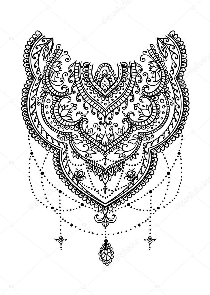 Stylish vector illustration of Indian accessories set. Image for tattoo or print on t-shirt