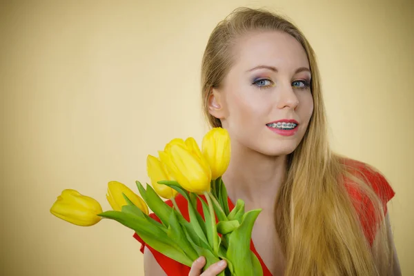 Día Internacional Mujer Ocho Marzo Hermoso Retrato Mujer Bonita Cabello — Foto de Stock