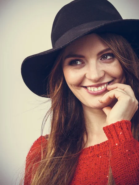 Mode Semble Beauté Concept Féminin Elégante Fille Chapeau Jeune Femme — Photo