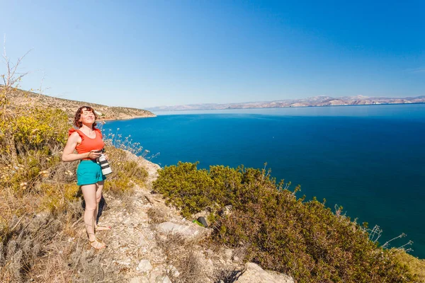 Woman Being Vacations Taking Pictures Druing Traveling Female Photographer Photographing — Stock Photo, Image