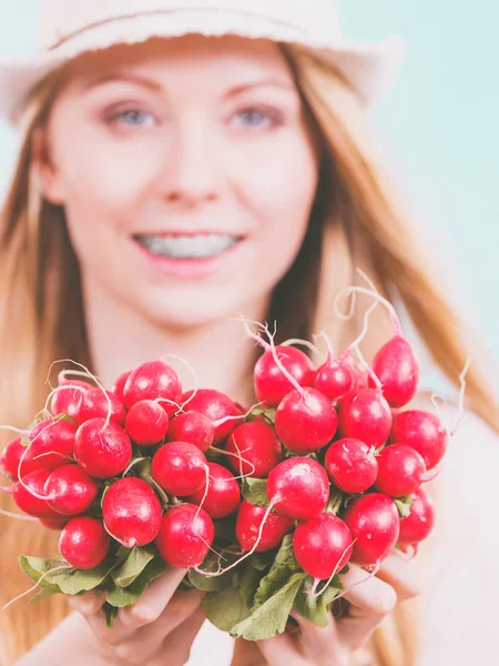 Jovem Adolescente Feliz Pronto Para Verão Vestindo Roupa Rosa Chapéu — Fotografia de Stock