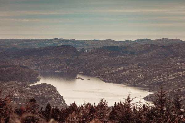 Tourisme Vacances Voyage Île Sotra Paysage Fjord Près Bergen Dans — Photo
